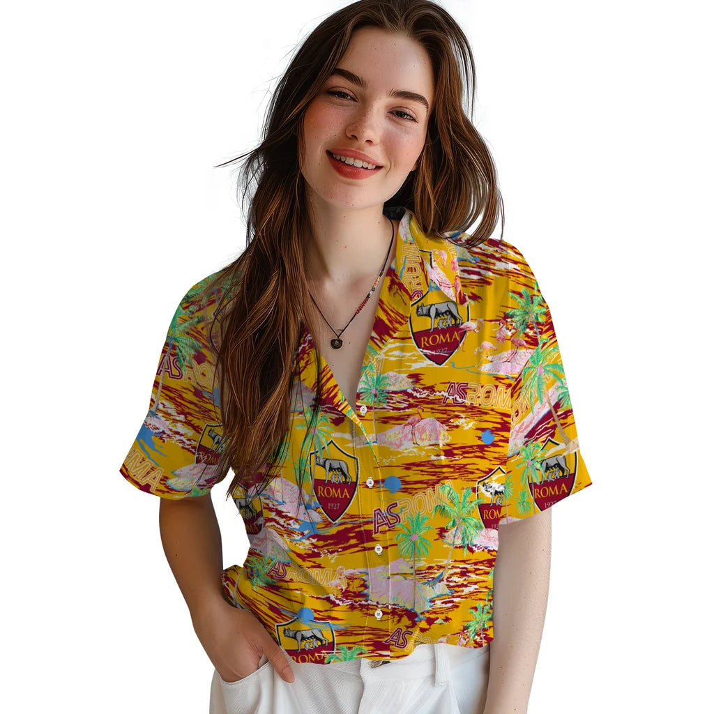 AS Roma Flamingo Retreat 2026 Hawaiian Shirt – Moonbestprint