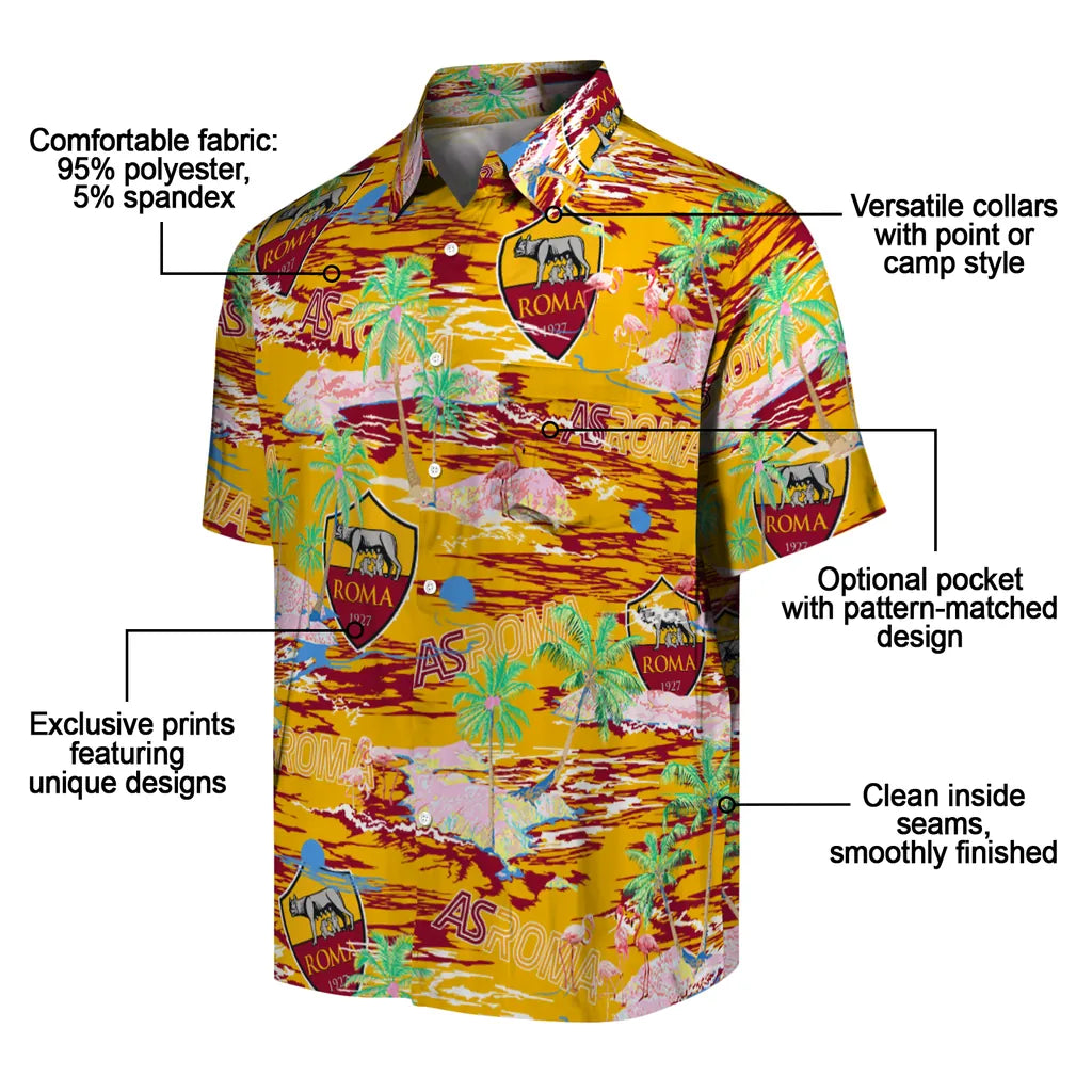 AS Roma Flamingo Retreat 2026 Hawaiian Shirt – Moonbestprint