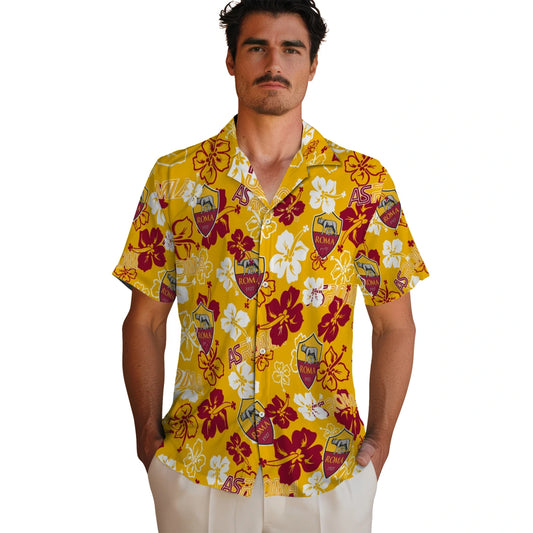 AS Roma Hibiscus Bloom Hawaiian Shirt – Moonbestprint