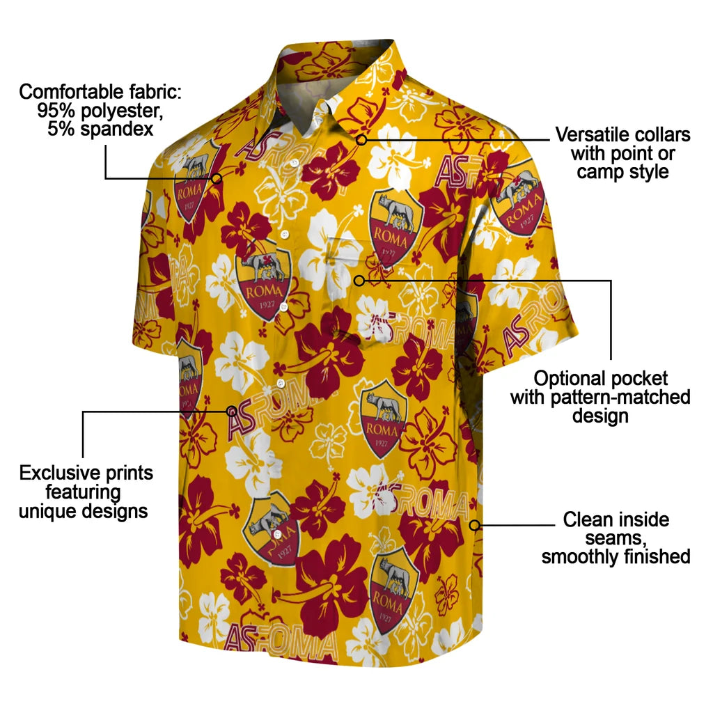 AS Roma Hibiscus Bloom Hawaiian Shirt – Moonbestprint