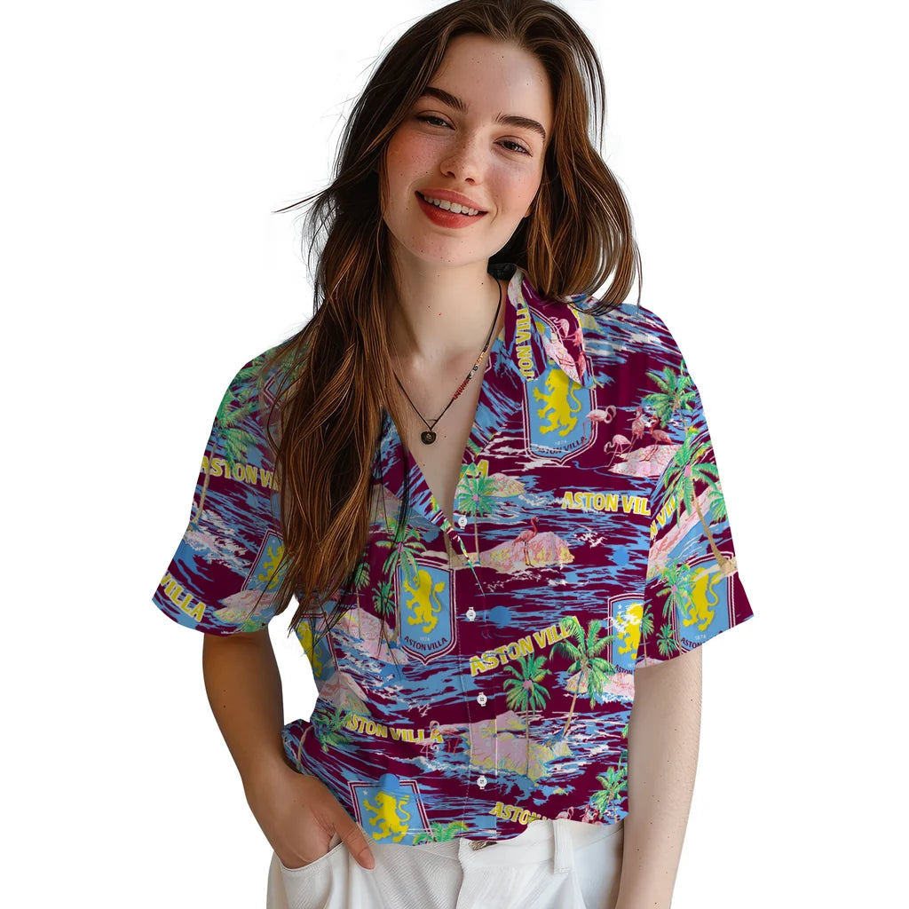 Aston Villa Flamingo Retreat 2026 Hawaiian Shirt – Moonbestprint