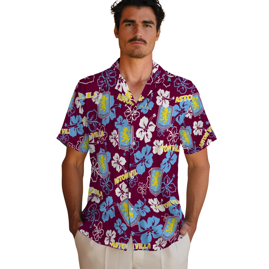 Aston Villa Hibiscus Bloom Hawaiian Shirt – Moonbestprint