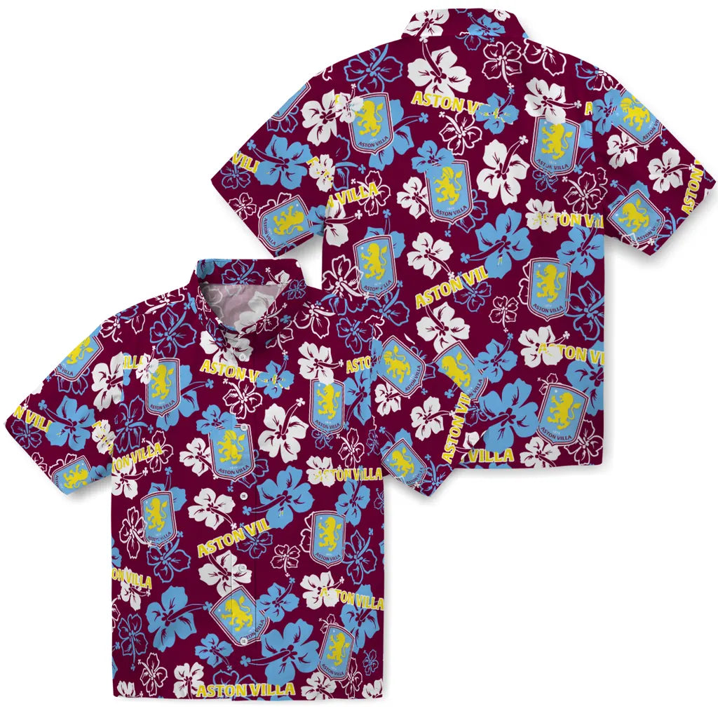 Aston Villa Hibiscus Bloom Hawaiian Shirt – Moonbestprint