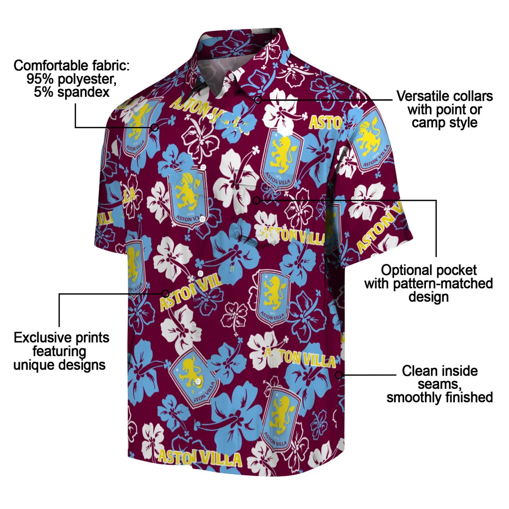 Aston Villa Hibiscus Bloom Hawaiian Shirt – Moonbestprint