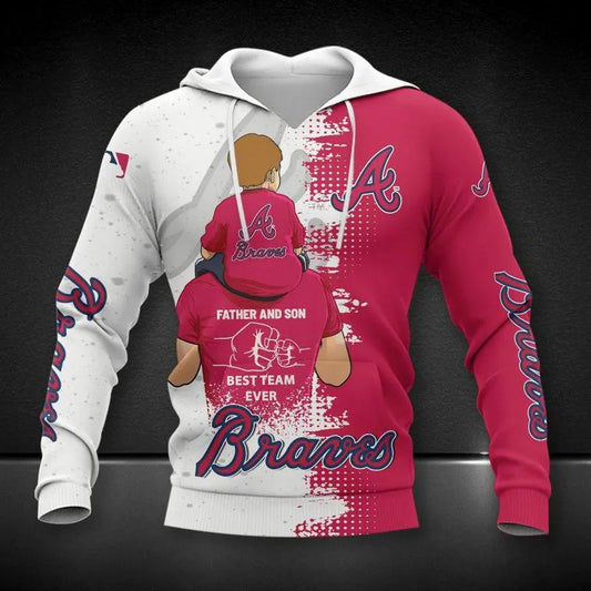 Atlanta Braves Dad and Son MLB All Over Print Hoodie -Moonbestprint