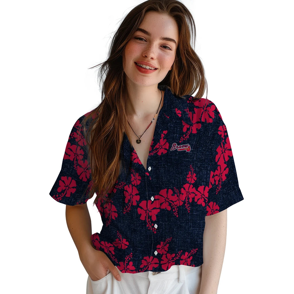 Atlanta Braves Hawaiian Shirt - 50th State Flower | Moonbestprint