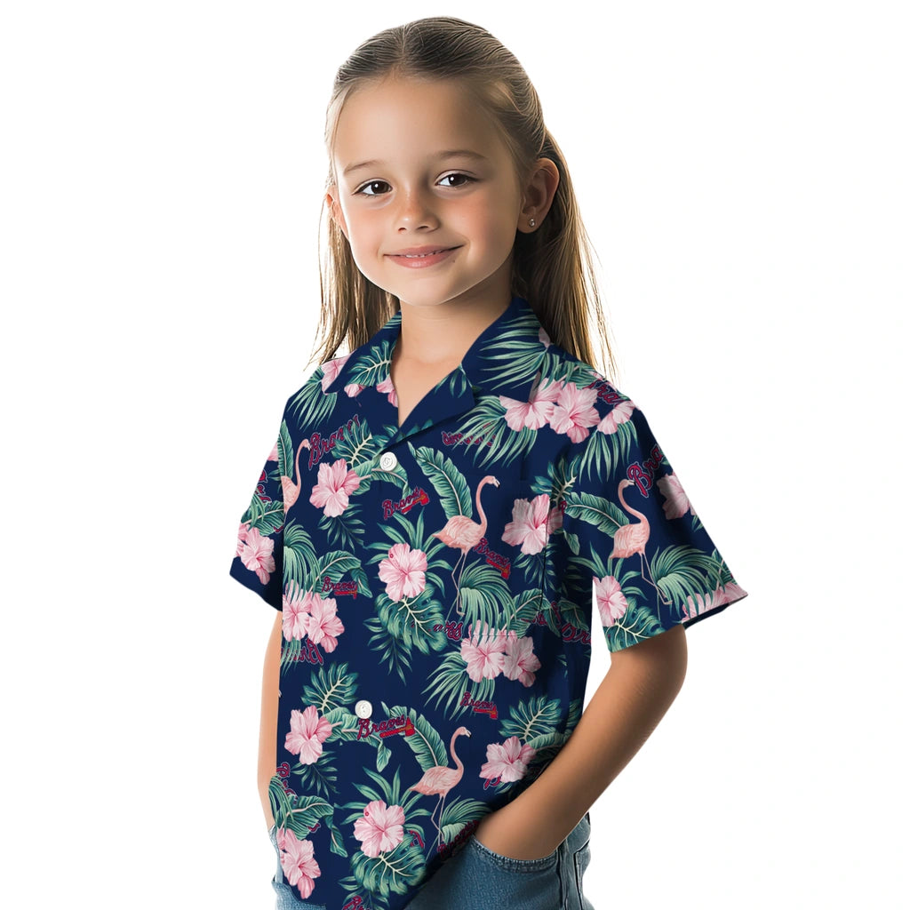 Atlanta Braves Hawaiian Shirt - Flamingo and Hibiscus | Moonbestprint