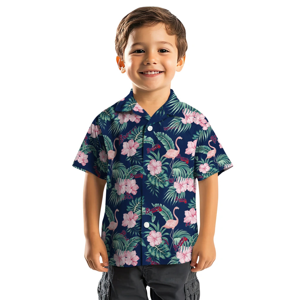 Atlanta Braves Hawaiian Shirt - Flamingo and Hibiscus | Moonbestprint