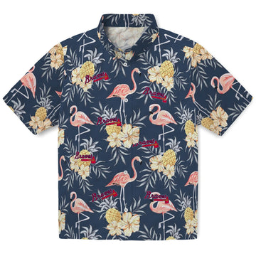 Atlanta Braves Hawaiian Shirt - Flamingo Hibiscus | Moonbestprint