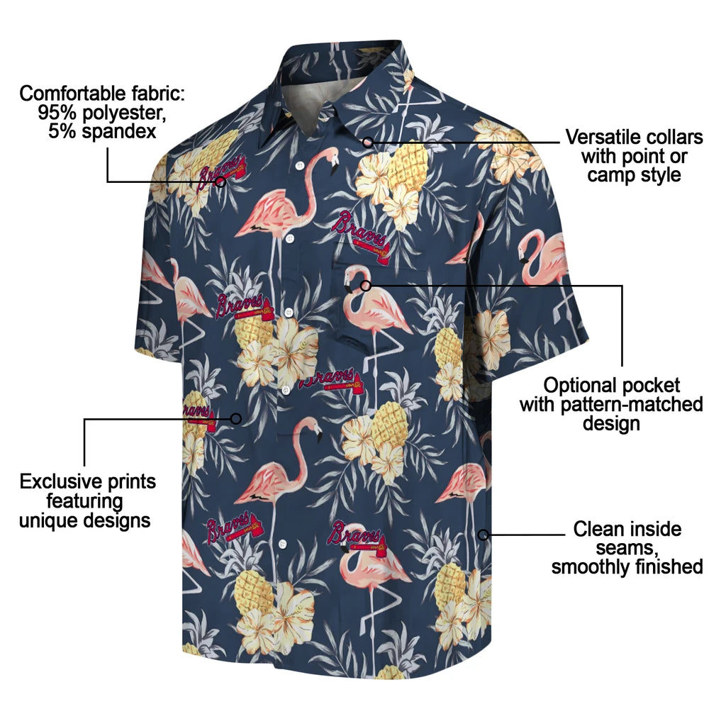 Atlanta Braves Hawaiian Shirt - Flamingo Hibiscus | Moonbestprint