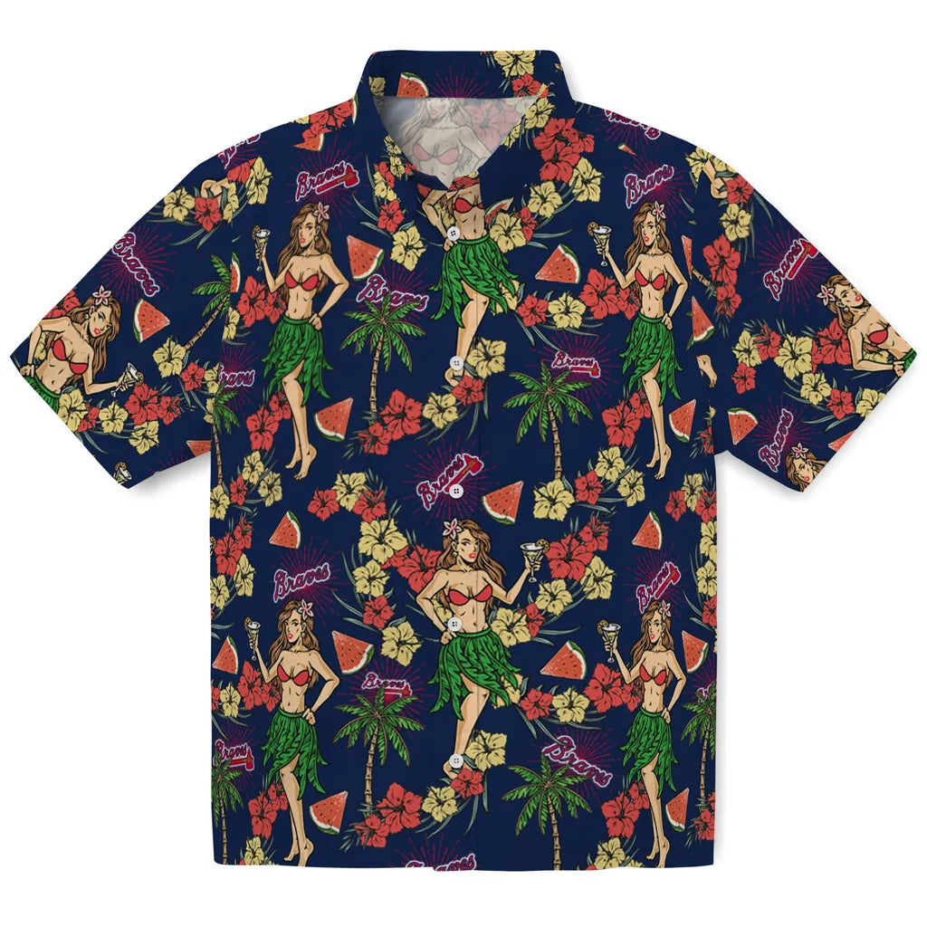 Atlanta Braves Hawaiian Shirt - Hawaiian Girls Design | Moonbestprint