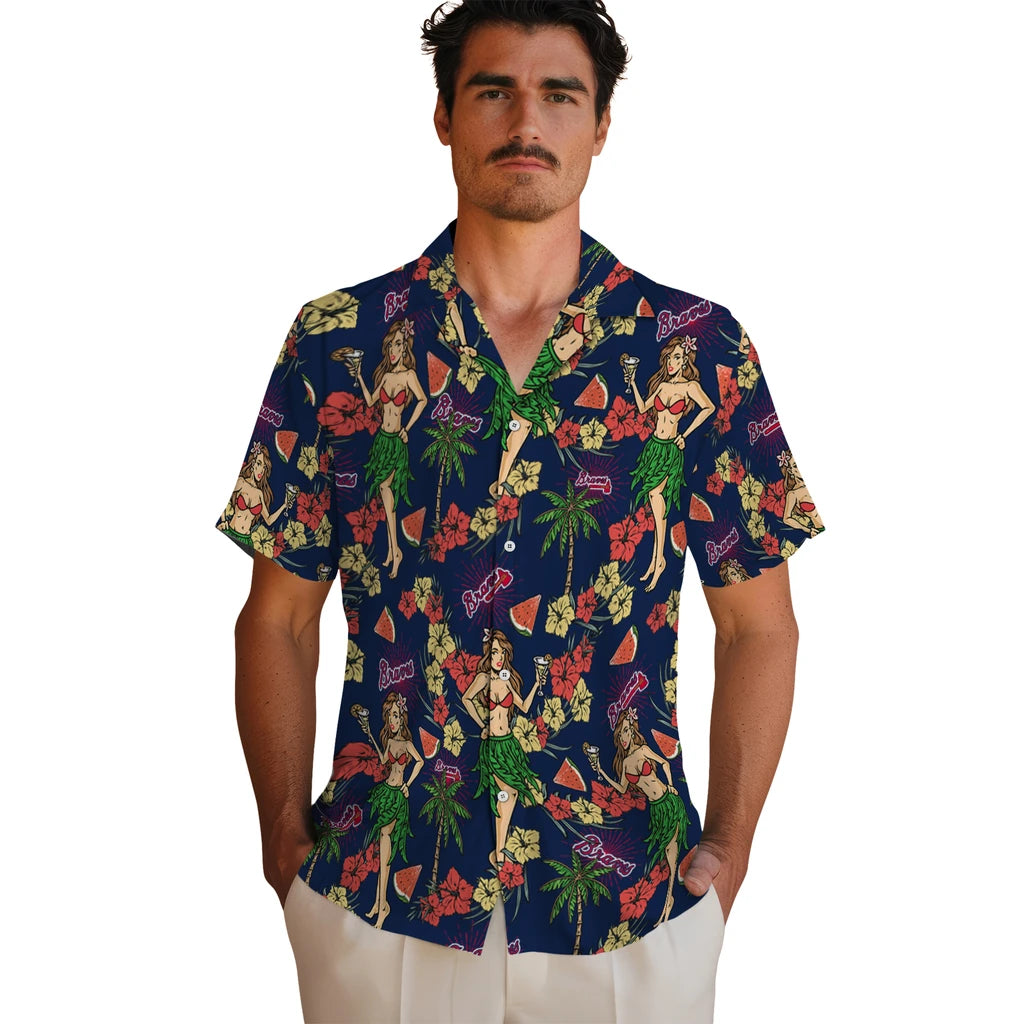 Atlanta Braves Hawaiian Shirt - Hawaiian Girls Design | Moonbestprint