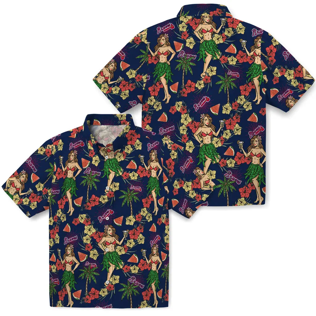 Atlanta Braves Hawaiian Shirt - Hawaiian Girls Design | Moonbestprint