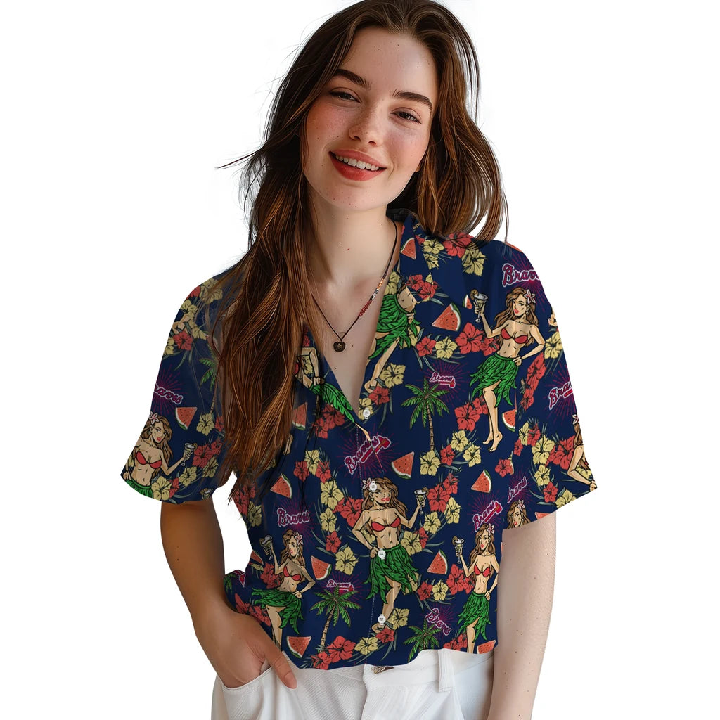 Atlanta Braves Hawaiian Shirt - Hawaiian Girls Design | Moonbestprint