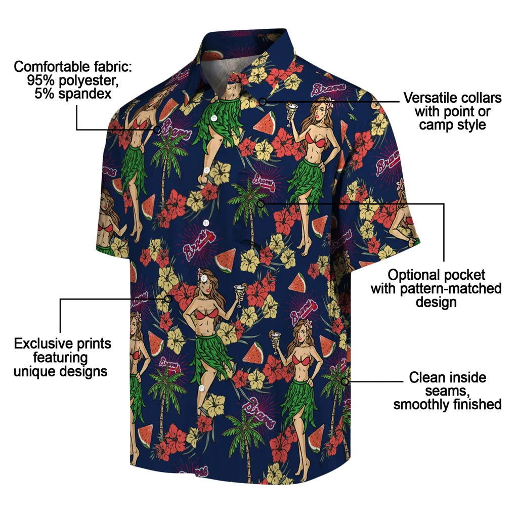 Atlanta Braves Hawaiian Shirt - Hawaiian Girls Design | Moonbestprint