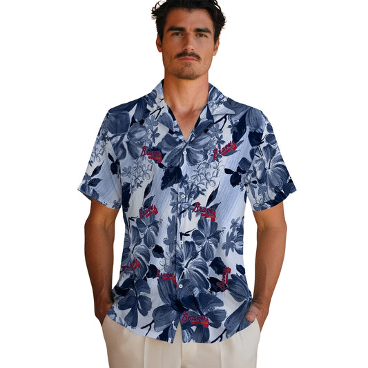 Atlanta Braves Hawaiian Shirt - Hibiscus Arrangement | Moonbestprint