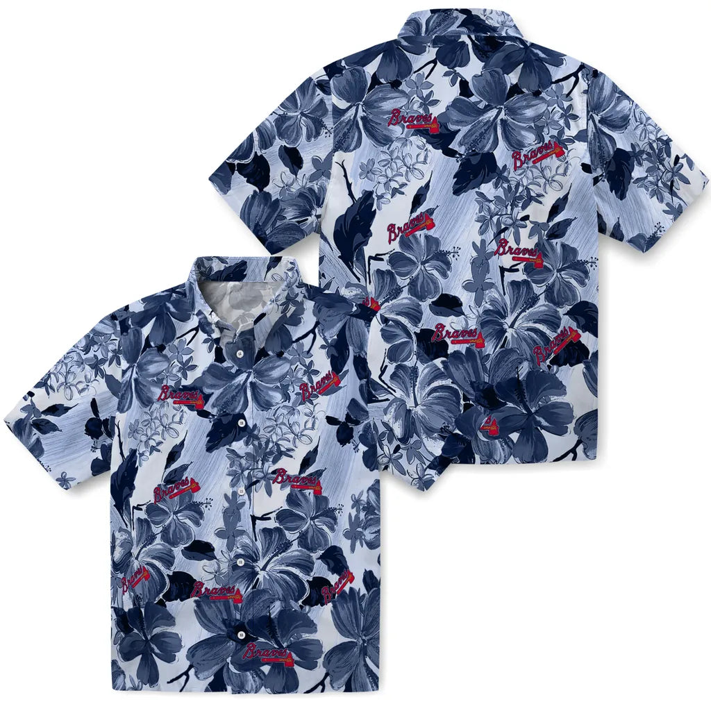 Atlanta Braves Hawaiian Shirt - Hibiscus Arrangement | Moonbestprint