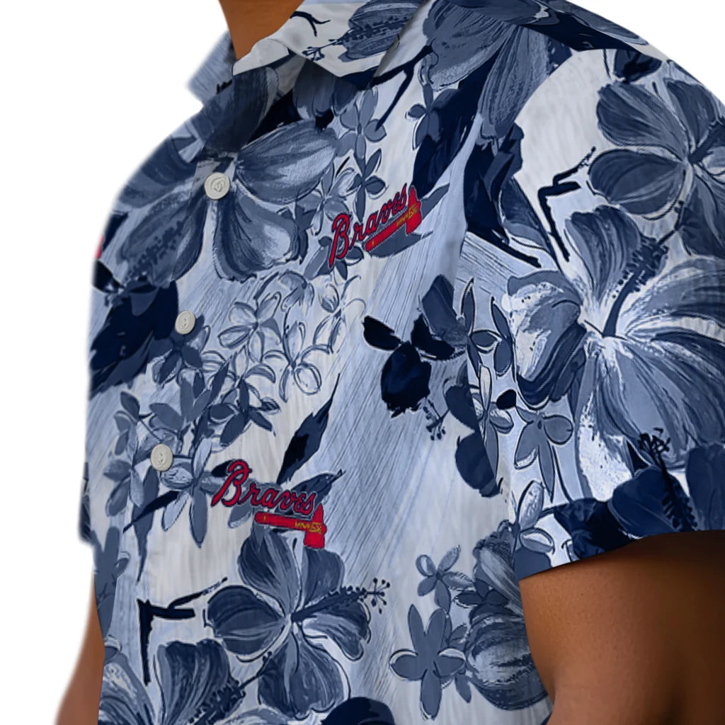 Atlanta Braves Hawaiian Shirt - Hibiscus Arrangement | Moonbestprint