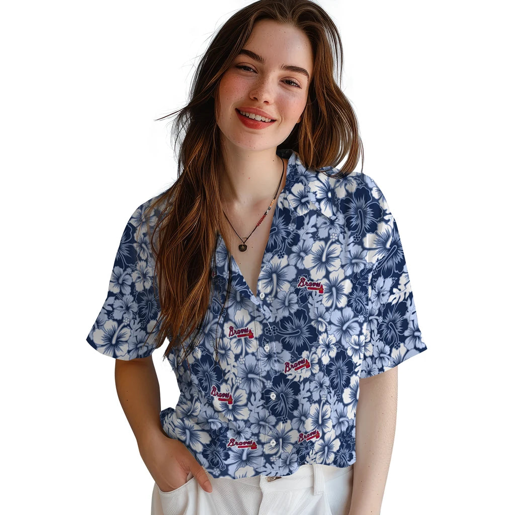 Atlanta Braves Hawaiian Shirt - Hibiscus Blooms | Moonbestprint