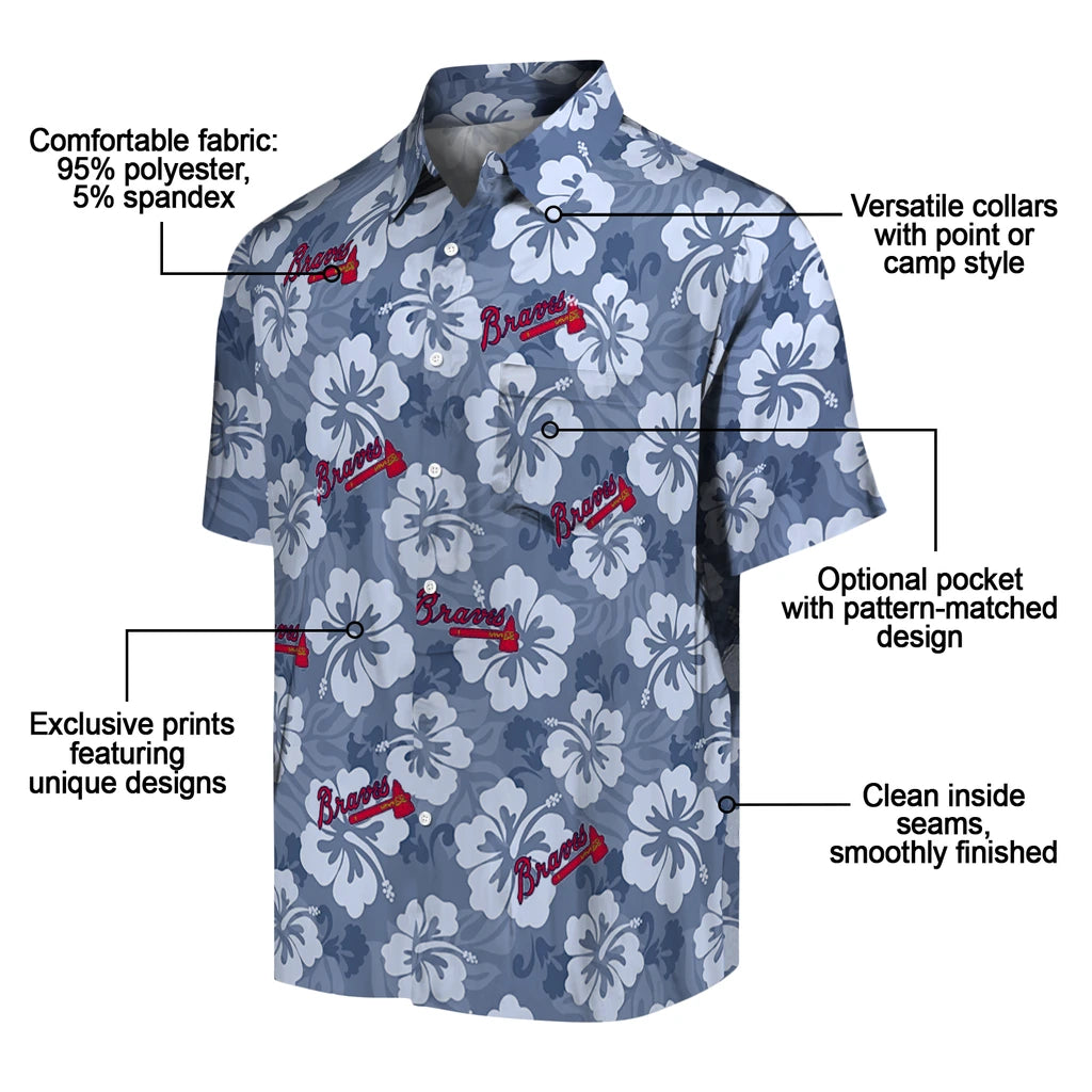 Atlanta Braves Hawaiian Shirt - Hibiscus Cluster | Moonbestprint