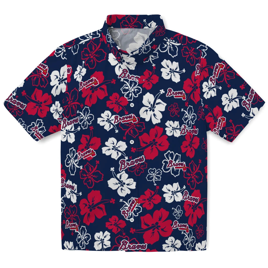 Atlanta Braves Hawaiian Shirt - Hibiscus Flower Design | Moonbestprint