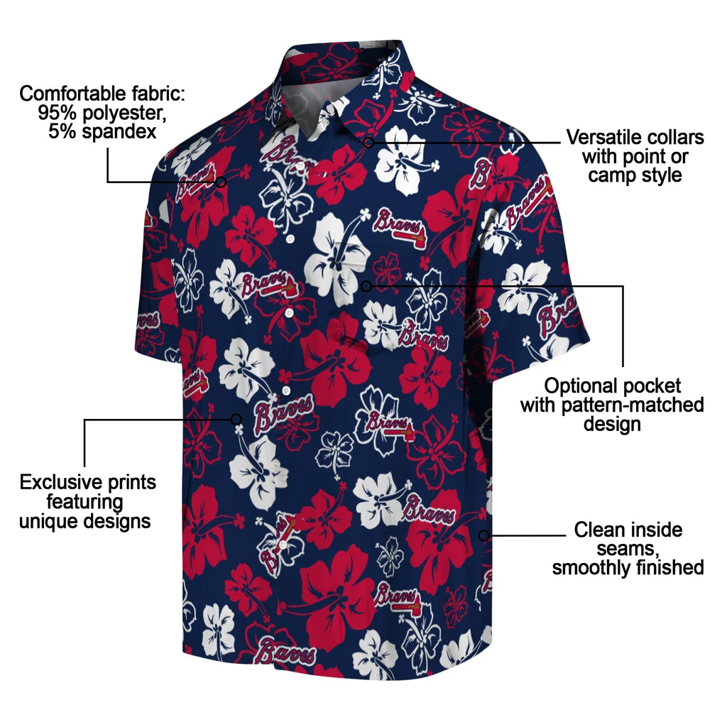 Atlanta Braves Hawaiian Shirt - Hibiscus Flower Design | Moonbestprint