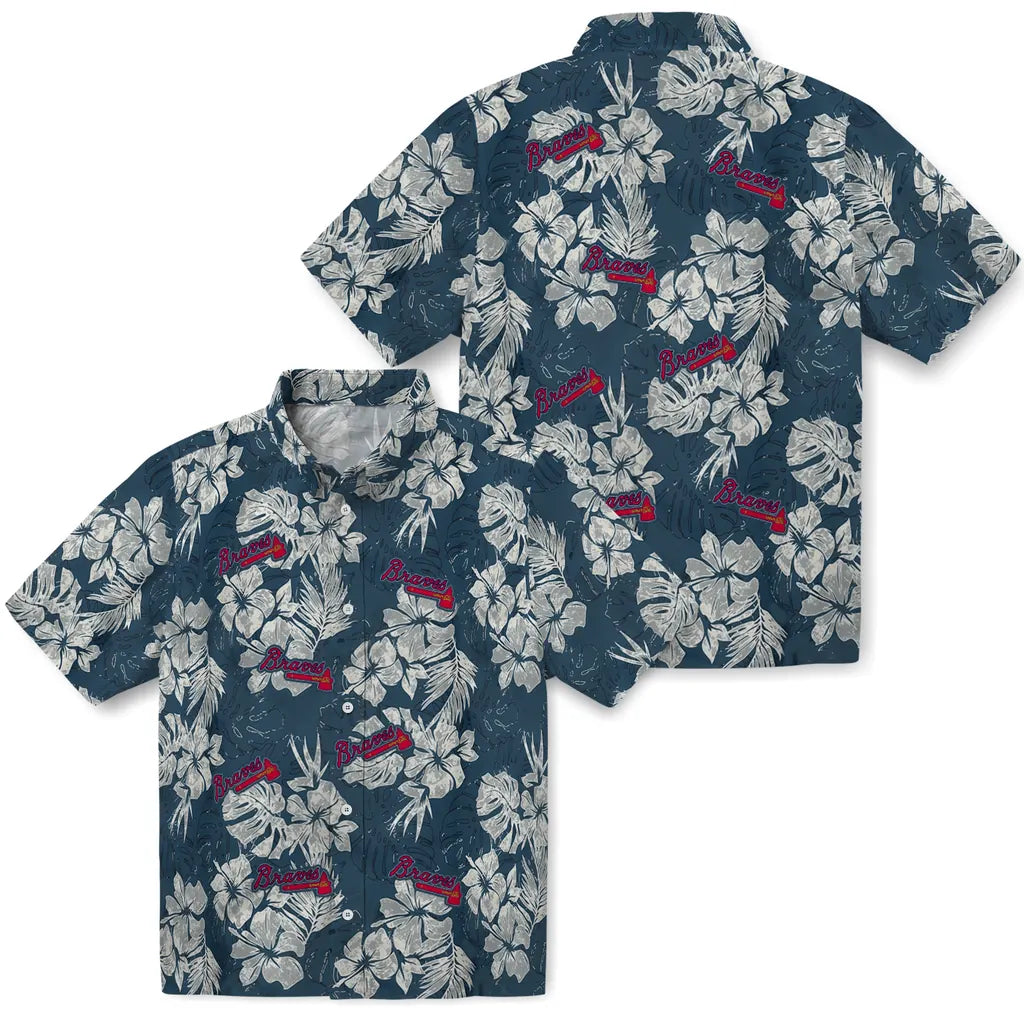 Atlanta Braves Hawaiian Shirt - Hibiscus Flowers | Moonbestprint