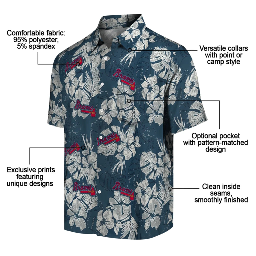 Atlanta Braves Hawaiian Shirt - Hibiscus Flowers | Moonbestprint