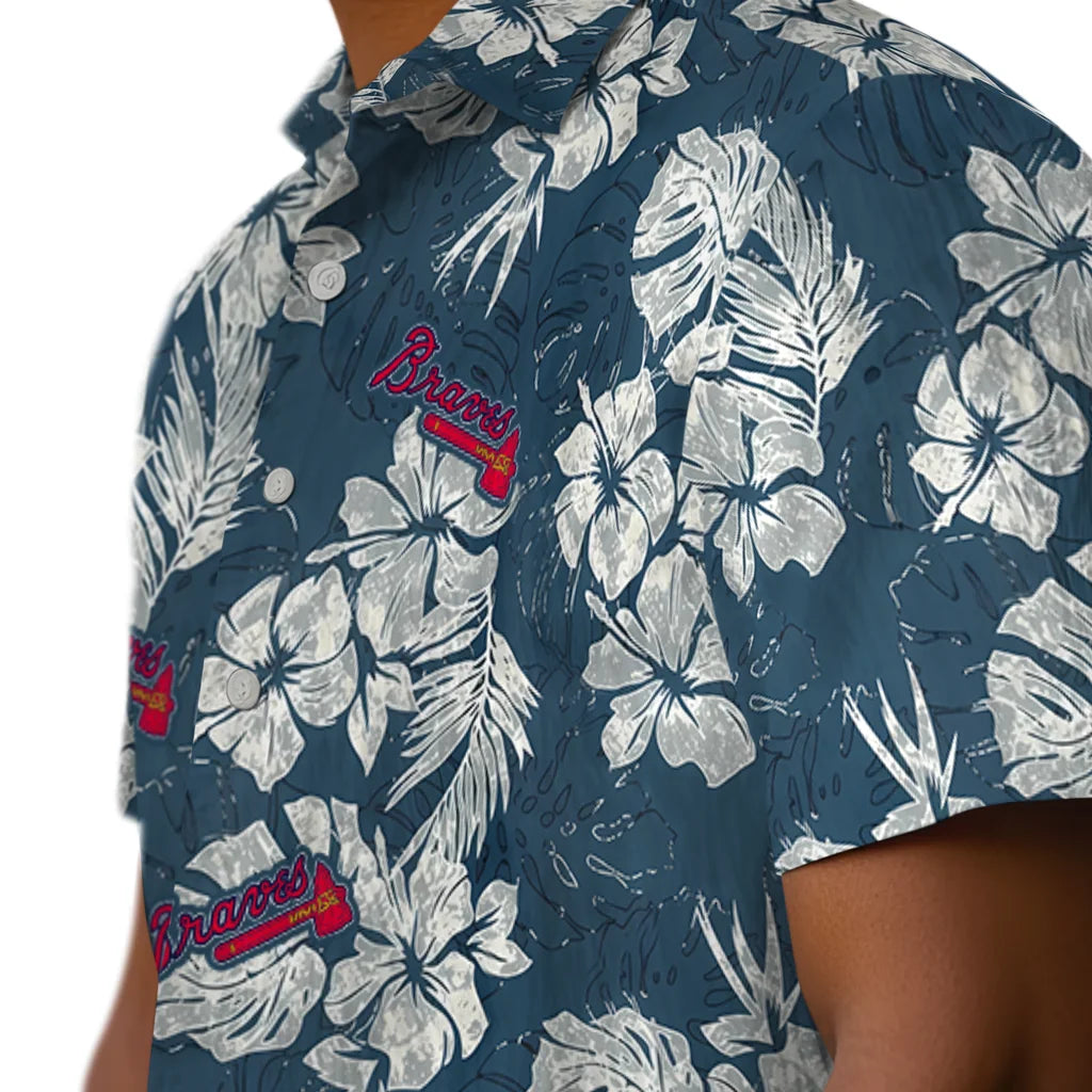 Atlanta Braves Hawaiian Shirt - Hibiscus Flowers | Moonbestprint