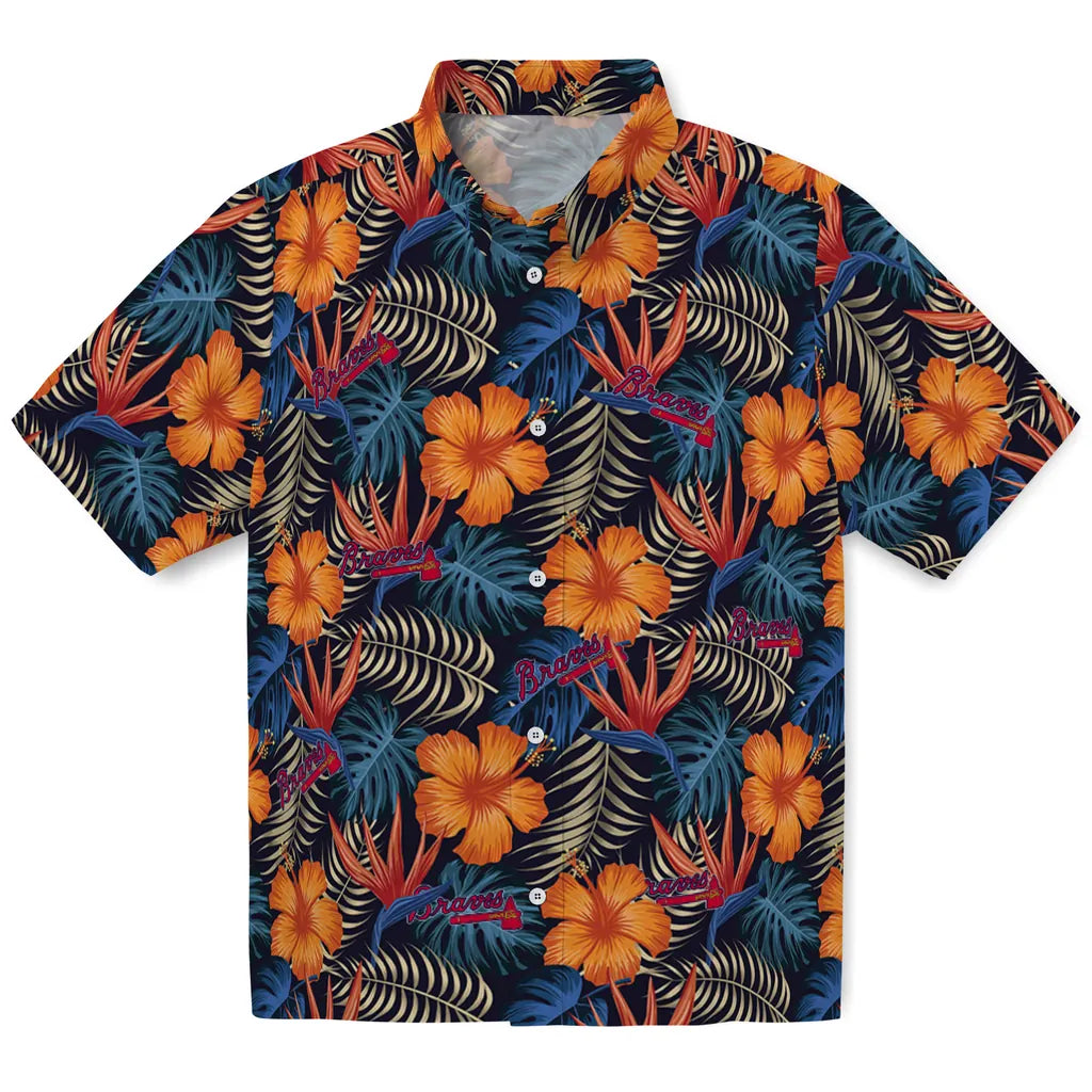 Atlanta Braves Hawaiian Shirt - Hibiscus Foliage | Moonbestprint