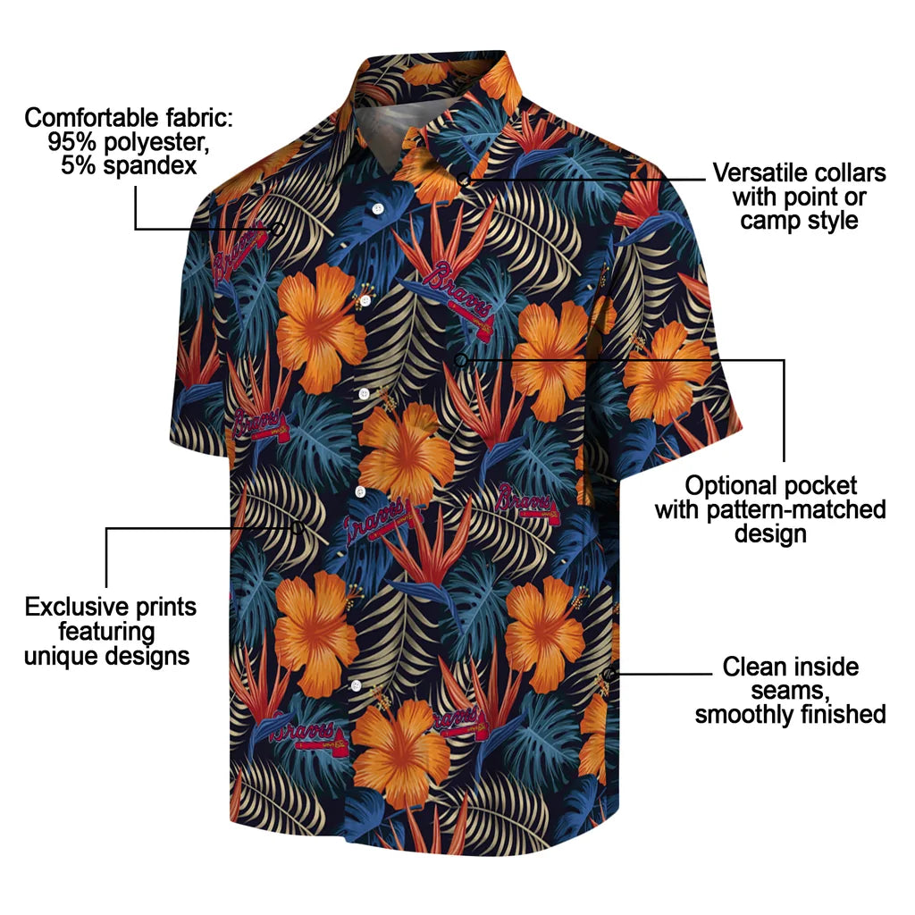 Atlanta Braves Hawaiian Shirt - Hibiscus Foliage | Moonbestprint