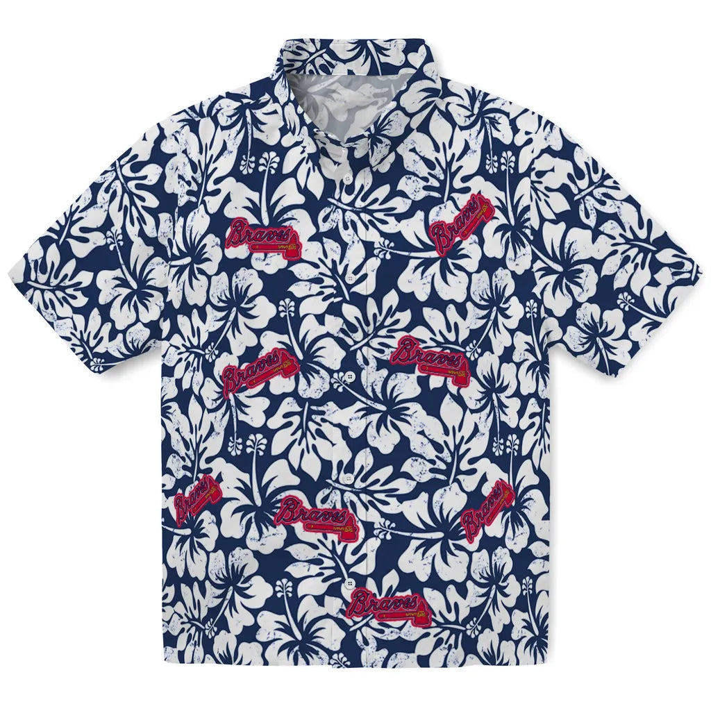 Atlanta Braves Hawaiian Shirt - Hibiscus Motif | Moonbestprint