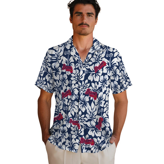 Atlanta Braves Hawaiian Shirt - Hibiscus Motif | Moonbestprint