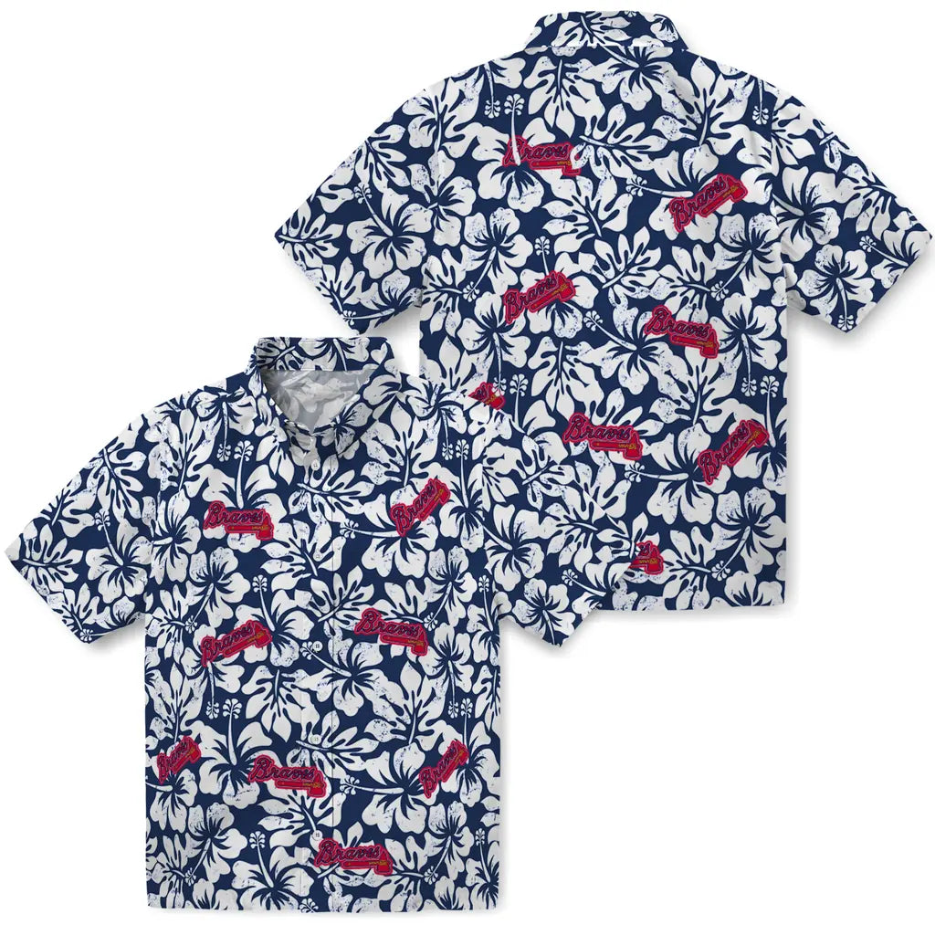 Atlanta Braves Hawaiian Shirt - Hibiscus Motif | Moonbestprint