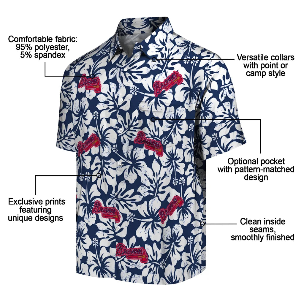 Atlanta Braves Hawaiian Shirt - Hibiscus Motif | Moonbestprint