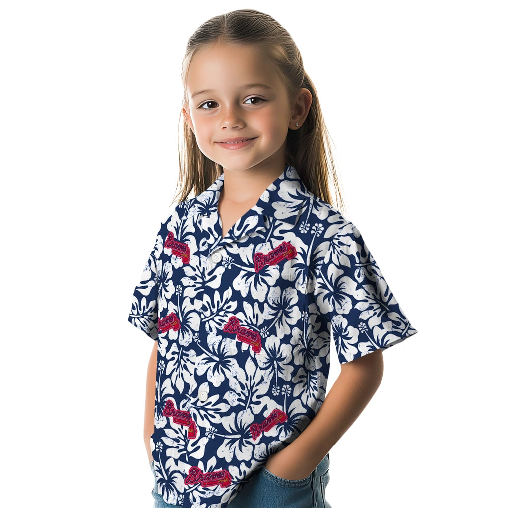 Atlanta Braves Hawaiian Shirt - Hibiscus Motif | Moonbestprint