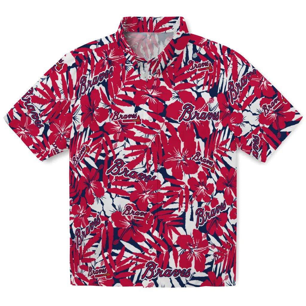 Atlanta Braves Hawaiian Shirt - Hibiscus Overlay | Moonbestprint