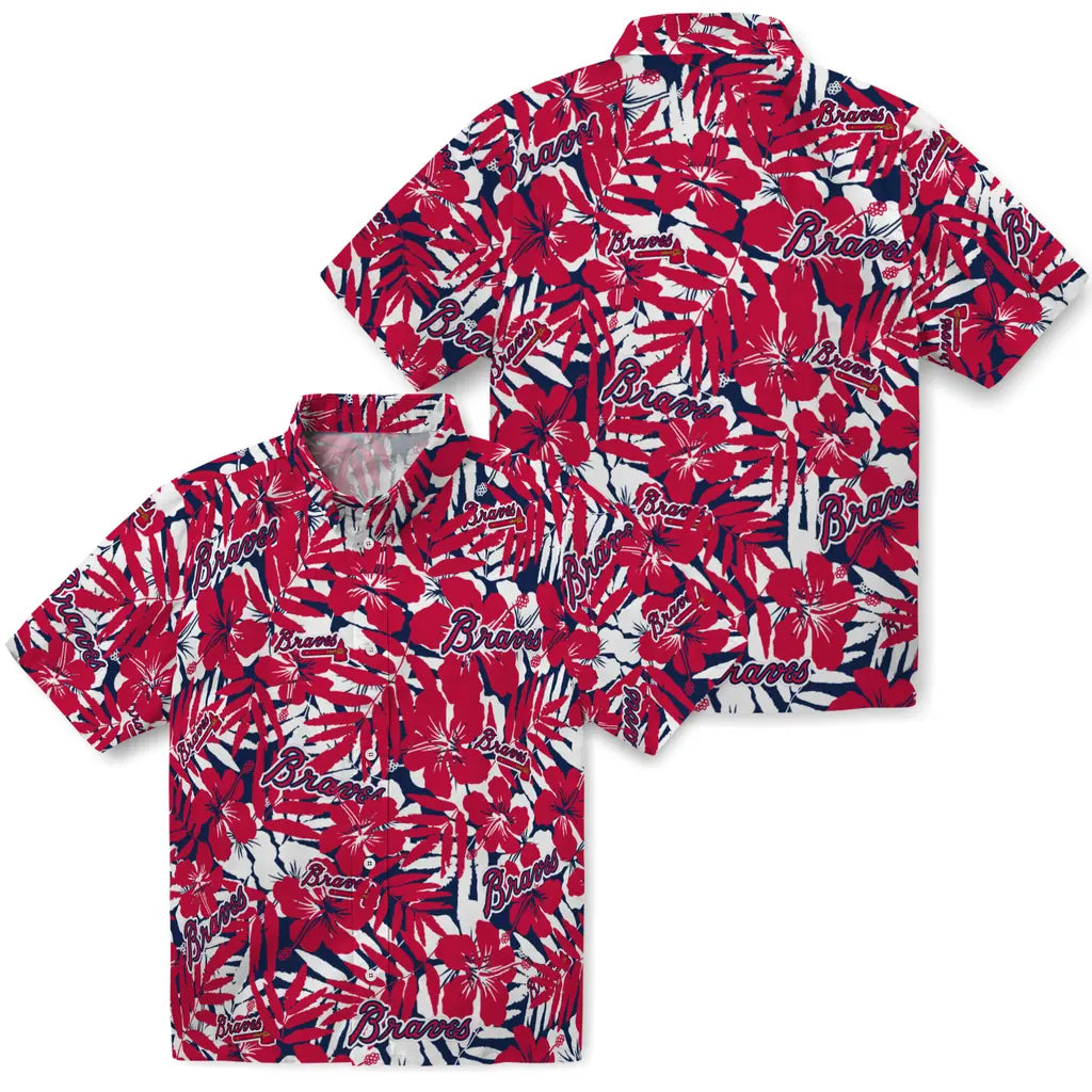 Atlanta Braves Hawaiian Shirt - Hibiscus Overlay | Moonbestprint