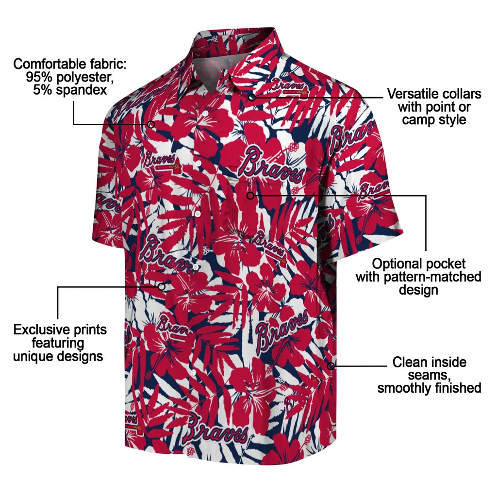 Atlanta Braves Hawaiian Shirt - Hibiscus Overlay | Moonbestprint