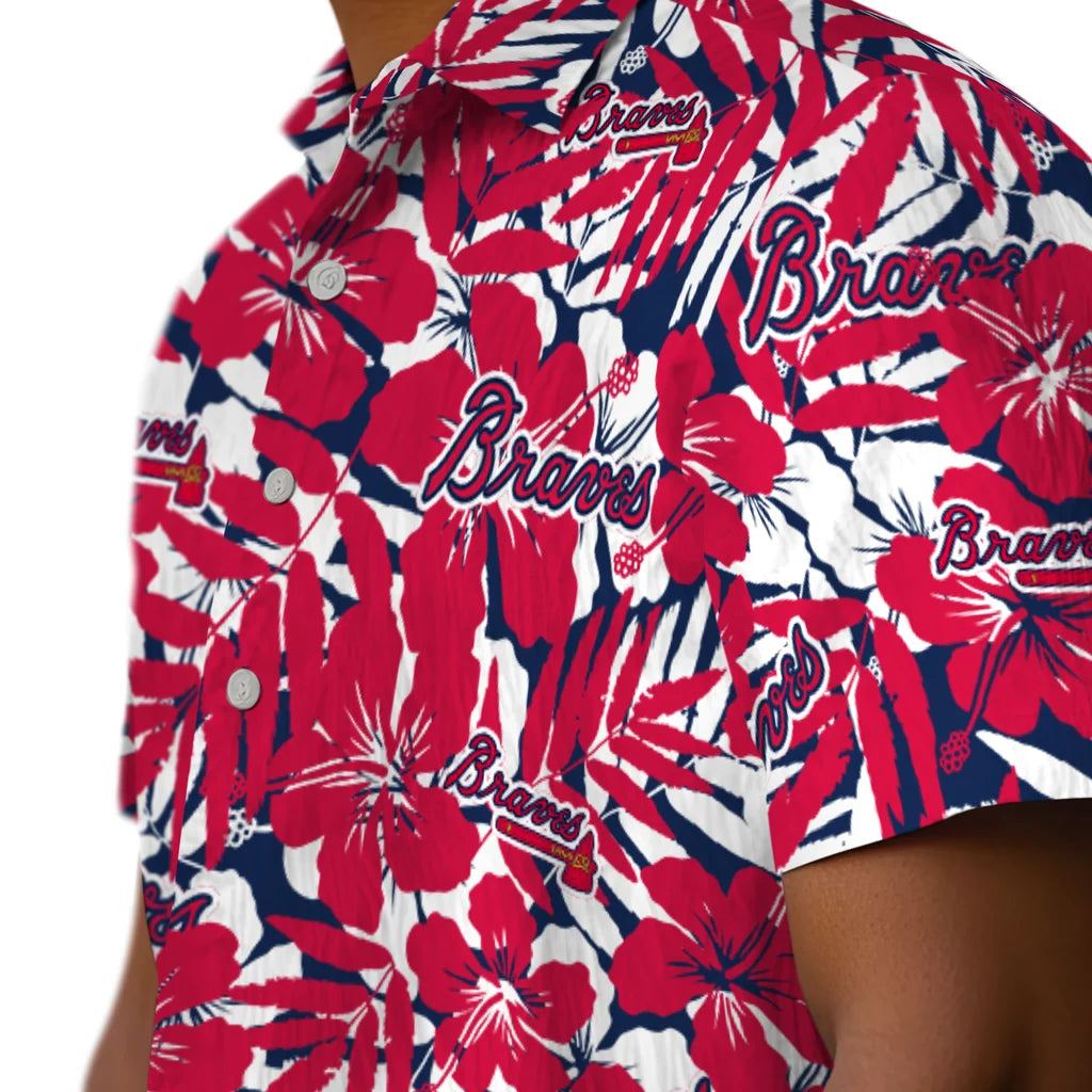 Atlanta Braves Hawaiian Shirt - Hibiscus Overlay | Moonbestprint