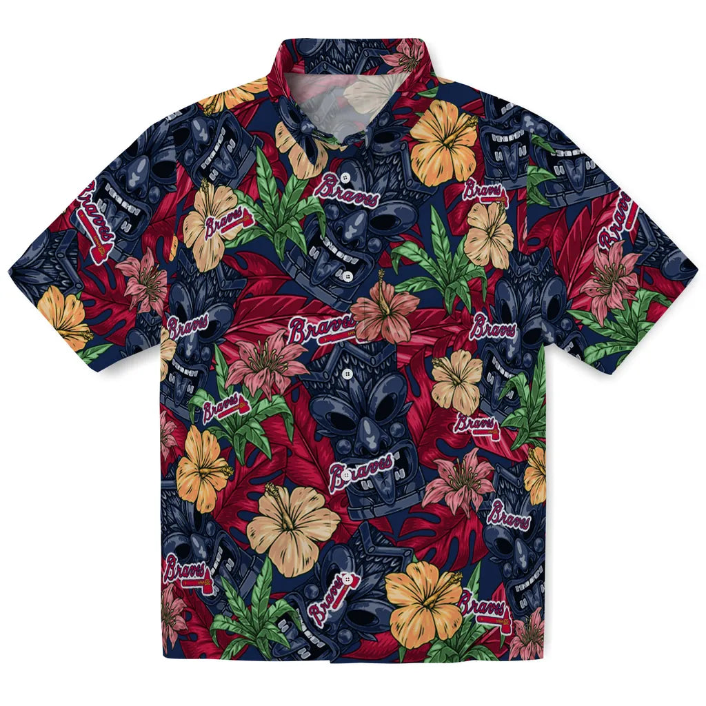Atlanta Braves Hawaiian Shirt - Hibiscus Tiki Jungle | Moonbestprint
