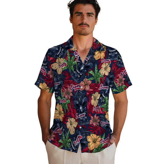 Atlanta Braves Hawaiian Shirt - Hibiscus Tiki Jungle | Moonbestprint