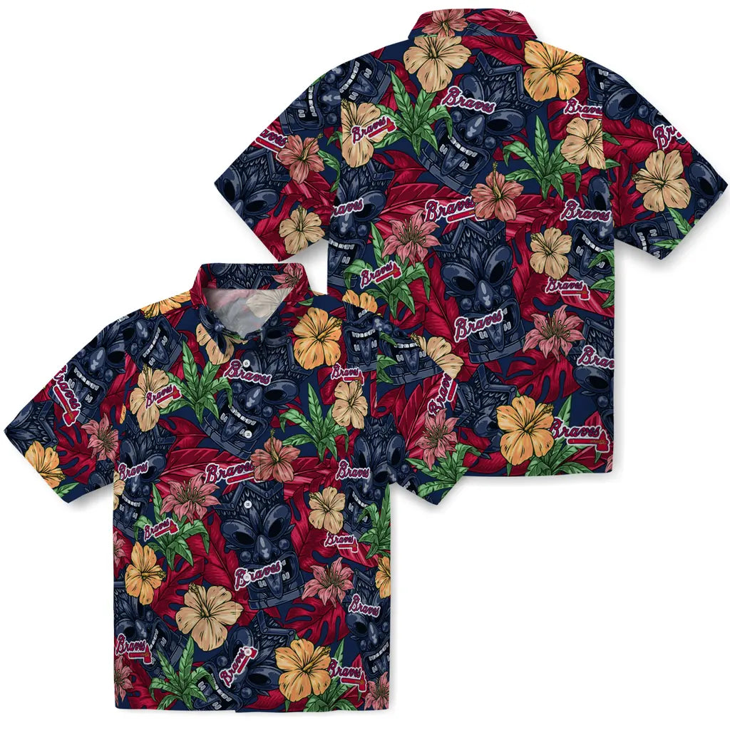 Atlanta Braves Hawaiian Shirt - Hibiscus Tiki Jungle | Moonbestprint