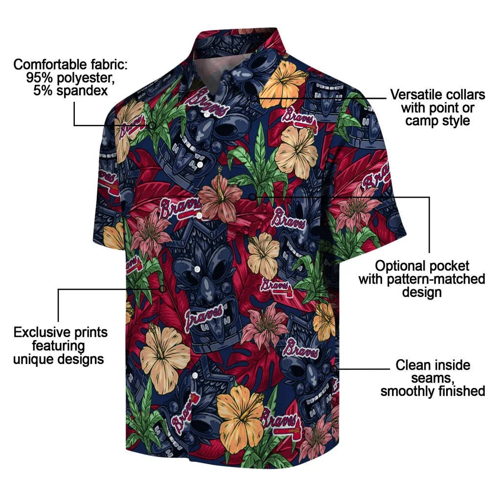 Atlanta Braves Hawaiian Shirt - Hibiscus Tiki Jungle | Moonbestprint