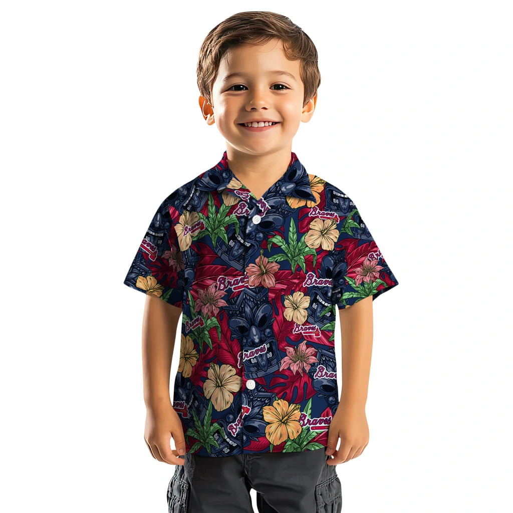 Atlanta Braves Hawaiian Shirt - Hibiscus Tiki Jungle | Moonbestprint