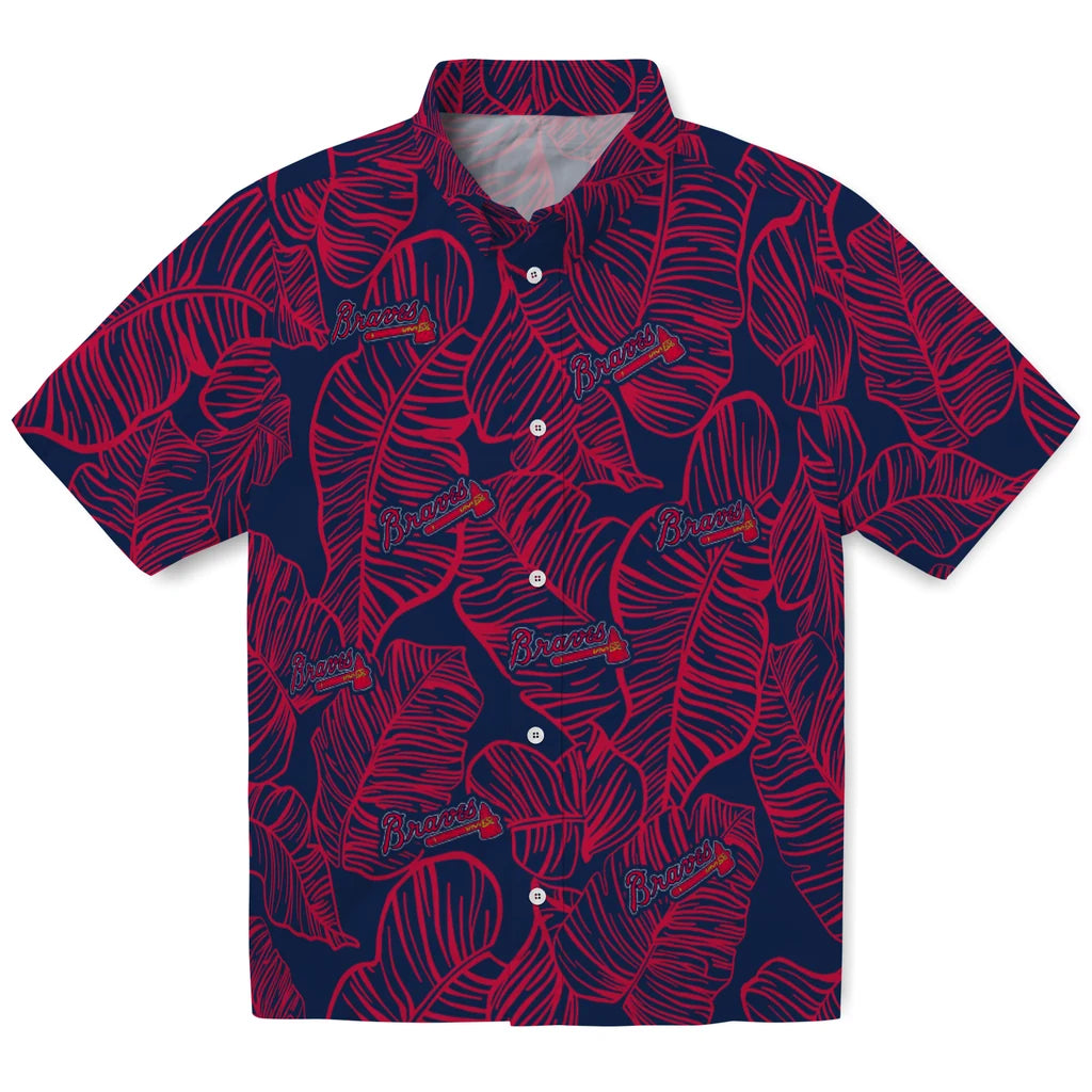Atlanta Braves Hawaiian Shirt - Leaf Outline | Moonbestprint