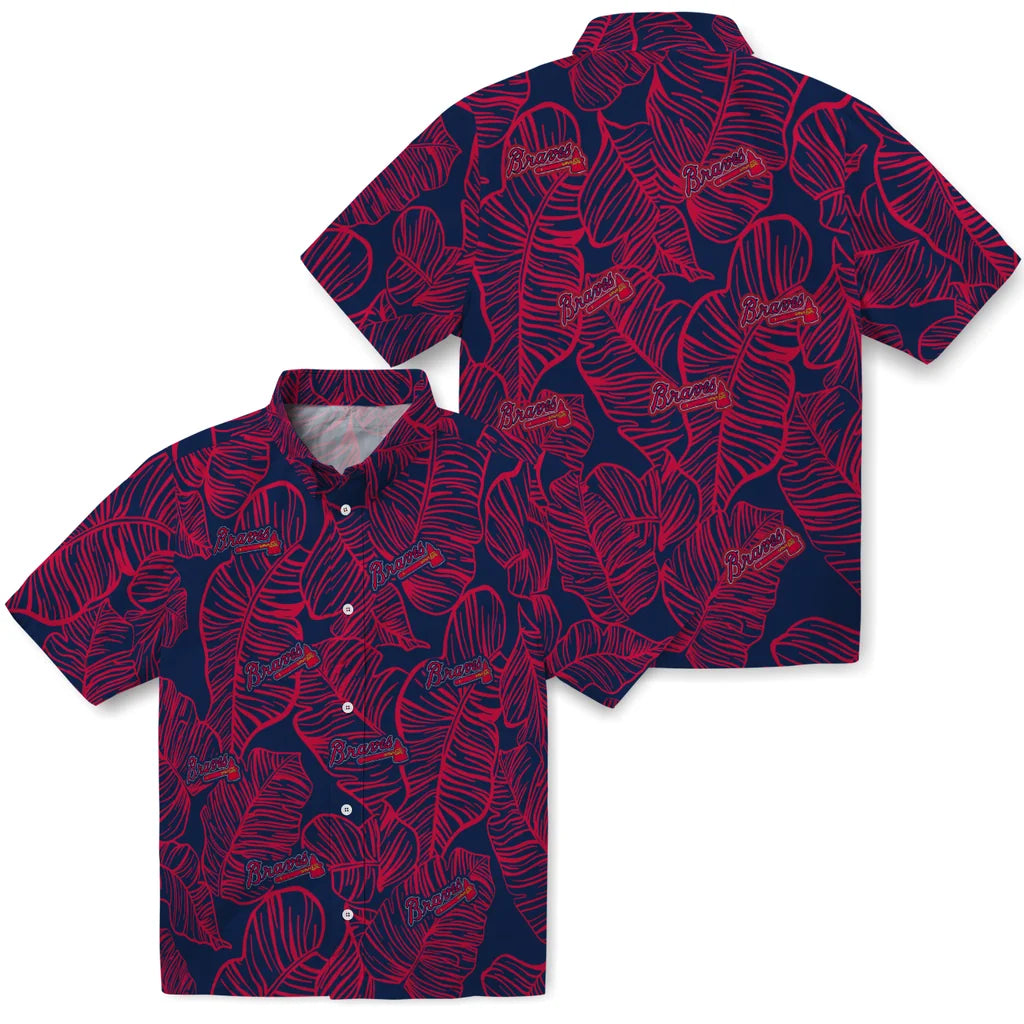 Atlanta Braves Hawaiian Shirt - Leaf Outline | Moonbestprint