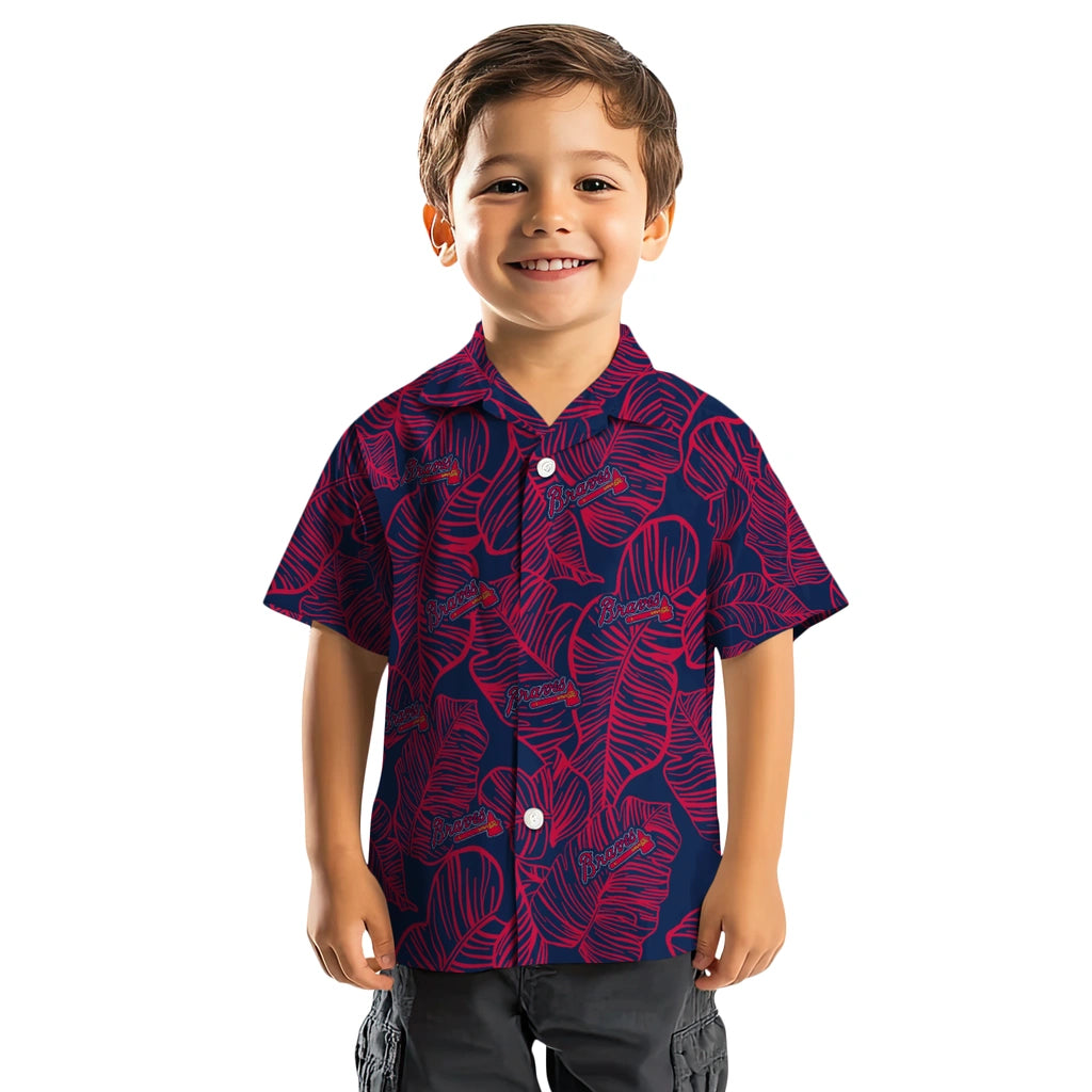 Atlanta Braves Hawaiian Shirt - Leaf Outline | Moonbestprint