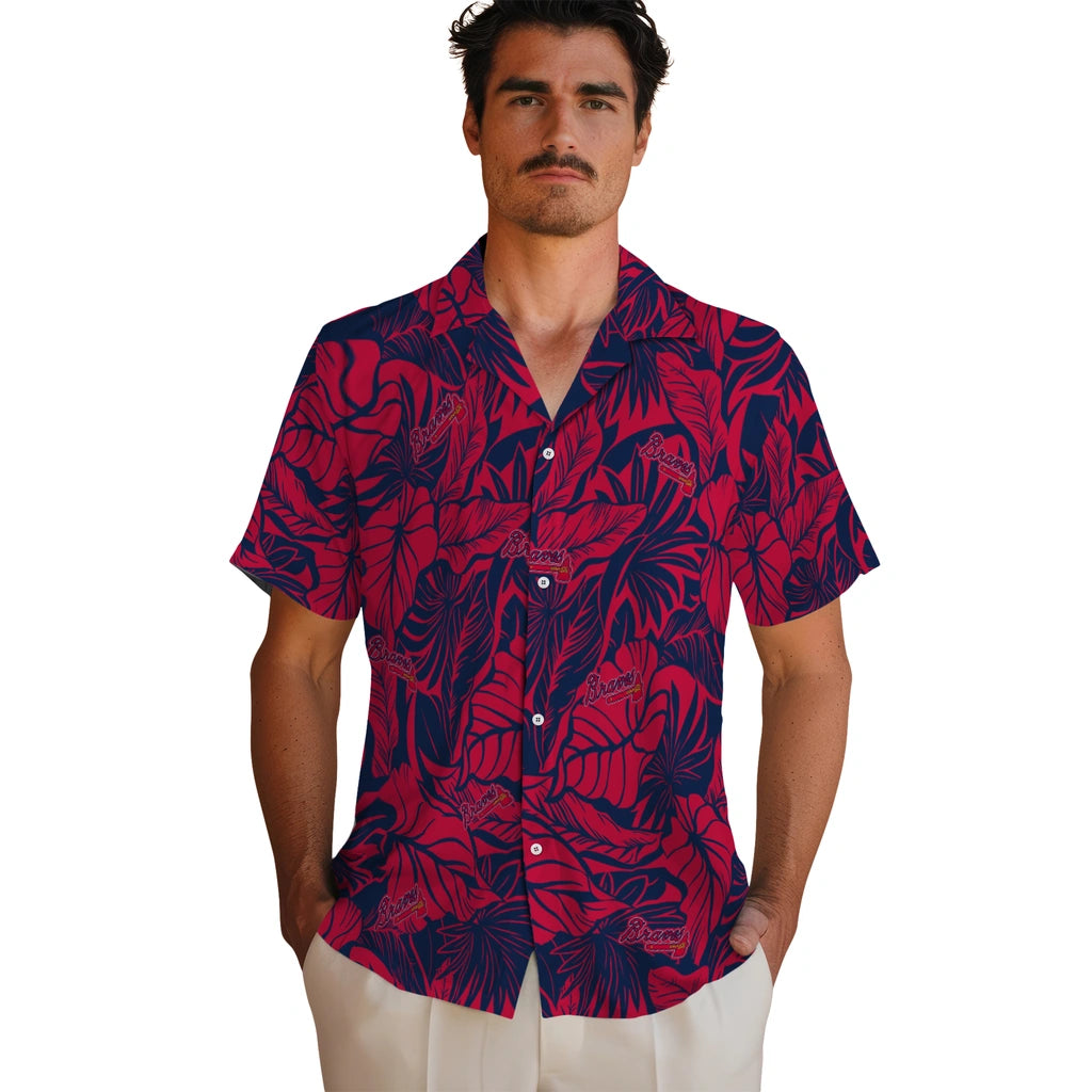 Atlanta Braves Hawaiian Shirt - Monstera Layer | Moonbestprint