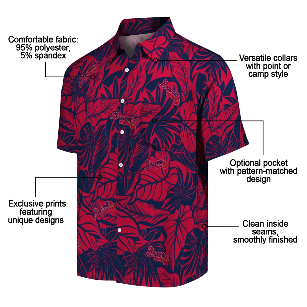 Atlanta Braves Hawaiian Shirt - Monstera Layer | Moonbestprint